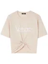 Versace Cropped T-shirt With Twist Detail And Safety Pin Logo