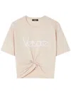 Versace Cropped T-shirt With Twist Detail And Safety Pin Logo