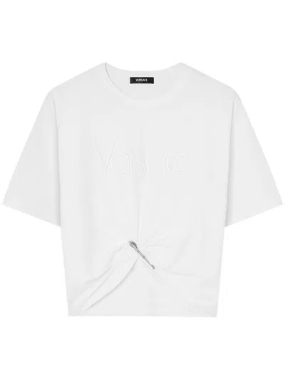 VERSACE SAFETY PIN CROPPED T-SHIRT