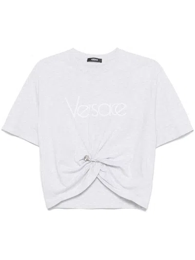VERSACE SAFETY PIN CROPPED T-SHIRT