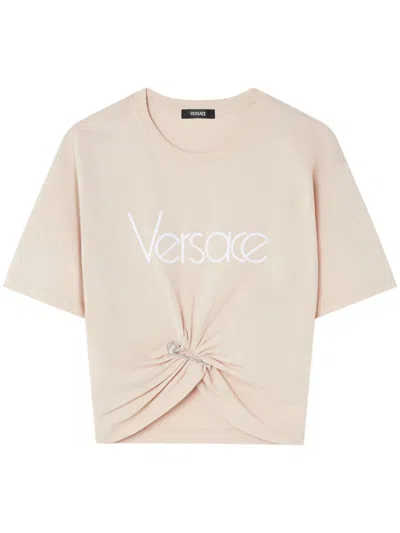 VERSACE SAFETY PIN CROPPED T-SHIRT