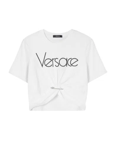 Versace Logo Jersey T-shirt In White