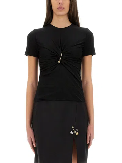 Versace "safety Pin" Curled Top In Black