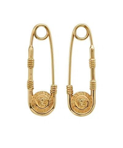 Versace Safety Pin-detail Earrings In Yellow