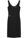 Versace Robe Mi-longue Décolletée Safety Pin En Cady In Black