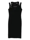 Versace Safety-pin Detail Midi Dress In Black