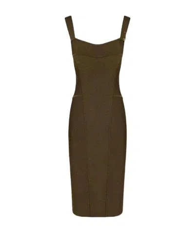 Versace Safety Pin-detail Midi Dress In Green