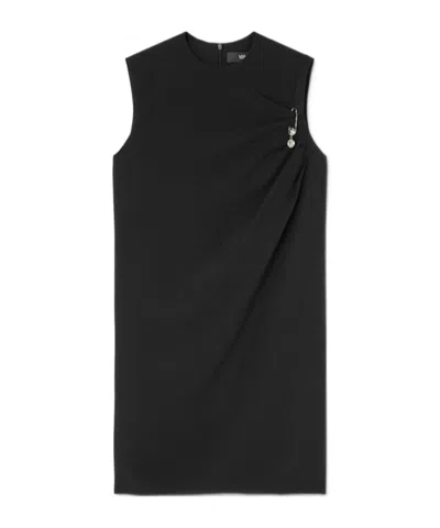 Versace Mini Dress In Satin With Safety Pin Dresses Black