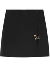 Versace Safety Pin A-line Wool Mini Skirt In Black