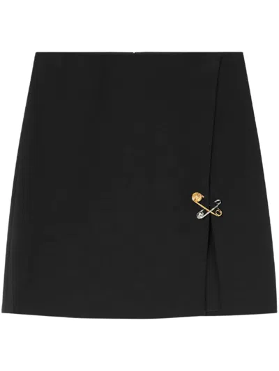 Versace Safety-pin Detail Skirt In Black