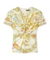 Versace Underwater Barocco Safety Pin Gathered Top In Yellow
