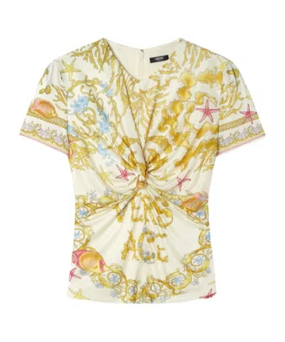 VERSACE VERSACE SAFETY PIN DETAILED CREWNECK TOP