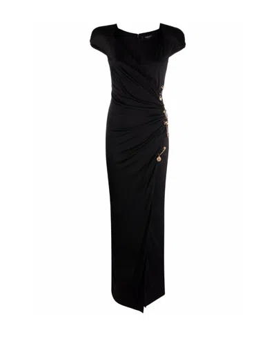 Versace Safety Pin Draped Fitted Dress