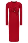 Versace Twisted Safety-pin Long-sleeve Jersey Midi Dress
