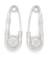 Versace Safety Pin Drop Earrings In Silver