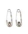 Versace Safety Pin Drop Earrings In White