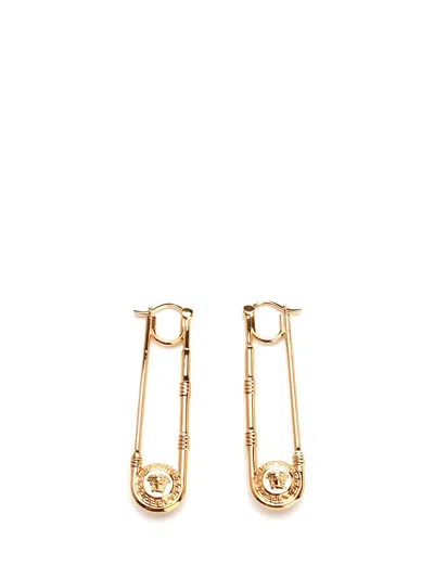 Versace Safety Pin Earrings In Gold
