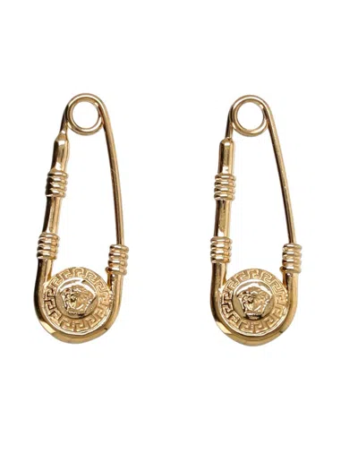 Versace Safety Pin Earrings In Gold