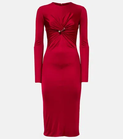 Versace Gathered-detail Long-sleeve Dress In Red