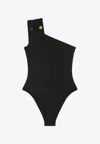 Versace One-shoulder Swimsuit Gold-tone Hardware In Multi