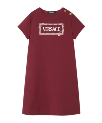 Versace Babies' Safety-pin Logo Dress In Red