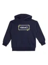 Versace Safety-pin Logo Hoodie In Blue