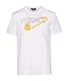 Versace Safety Pin Logo-print T-shirt In White