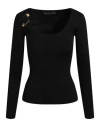 VERSACE VERSACE SAFETY PIN LONG SLEEVE SWEATER WOMAN TOP BLACK SIZE 8 VISCOSE, POLYESTER