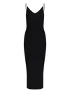 Versace Safety Pin Suspender Midi Dress In Black  