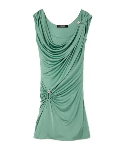 VERSACE VERSACE SAFETY PIN DETAILED DRAPED  DRESS