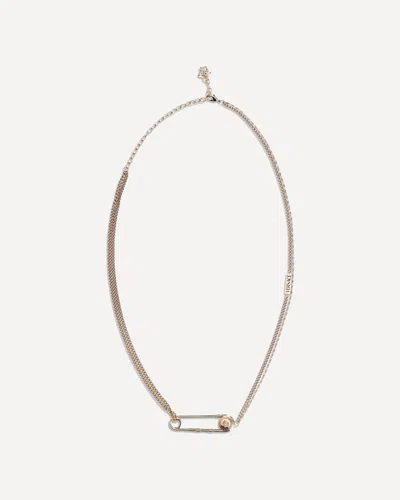 Versace Safety Pin Necklace In Gold