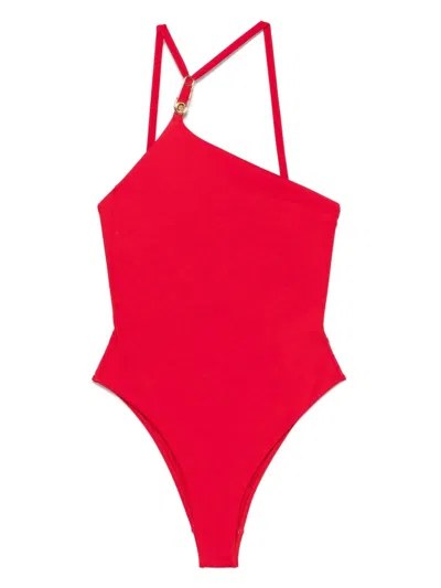 Versace Safety Pin One-piece Swimsuit In Red