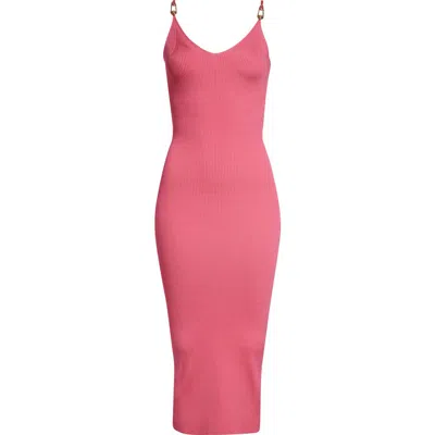 VERSACE VERSACE SAFETY PIN RIB KNIT MIDI DRESS