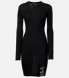 Versace Safety-pin Slit Vanise Knit Mini Dress In Black