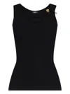 Versace Safety Pin Ribbed Tank Top Clothing In Black