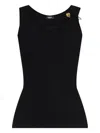 Versace Safety Pin Ribbed Tank Top Clothing In Black