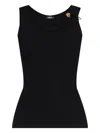 Versace Safety Pin Ribbed Tank Top Clothing In Black
