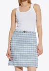 Versace Safety Pin Ribbed Tank Top In Blue