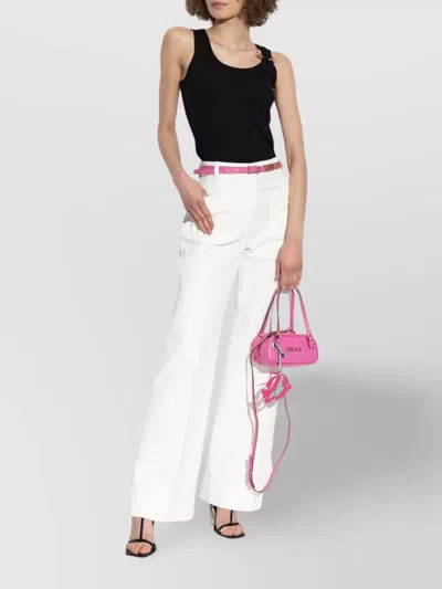 Versace Safety Pin Ribbed Top In Black