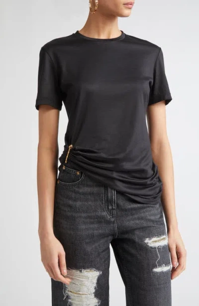 Versace Safety Pin Silk & Cotton T-shirt In Black