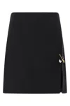 Versace Safety Pin A-line Wool Mini Skirt In Black