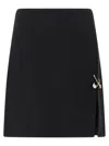 Versace Safety Pin A-line Wool Mini Skirt In Black