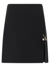 Versace Safety Pin A-line Wool Mini Skirt In Black
