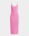 Versace Safety-pin Straps Rib Knit Midi Dress