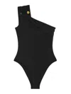 Versace One-shoulder Swimsuit Gold-tone Hardware In Black