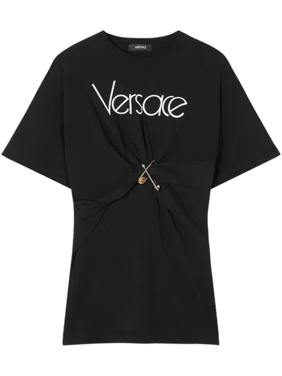 Versace 1978 Re-edition Logo Safety Pin T-shirt In Black  