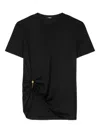 Versace Safety Pin Draped T-shirt In Black