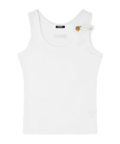 VERSACE VERSACE SAFETY-PIN DETAILED RIBBED TOP