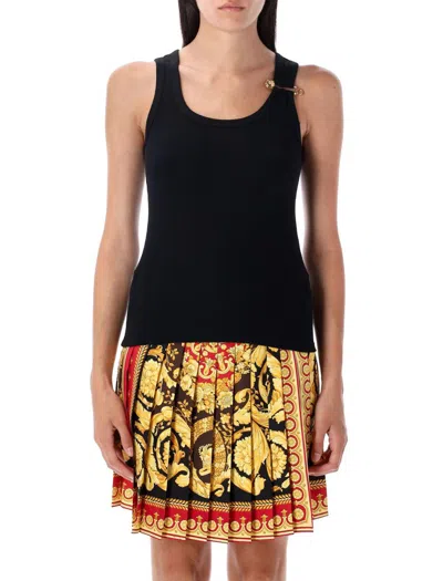Versace Safety Pin Tank Top In Black