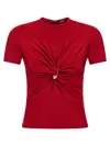 Versace Safety Pin Gathered Short-sleeved Top In Red